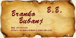 Branko Bubanj vizit kartica